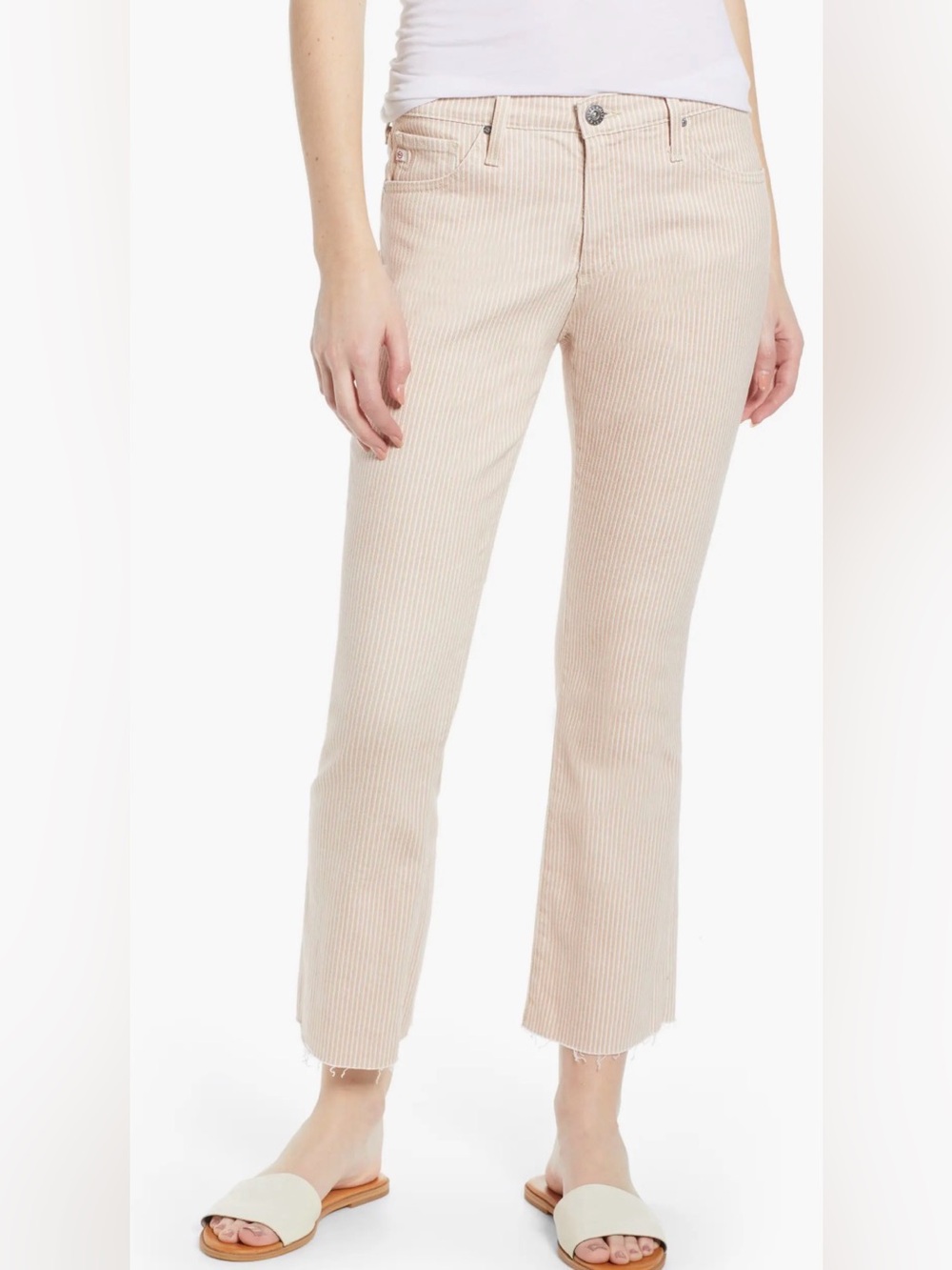 Ag Adriano Goldschmied Jodi Pinstripe High Waist Crop Flare Jeans 26